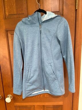 Northface light blue  fleece lined hooded zip up size M